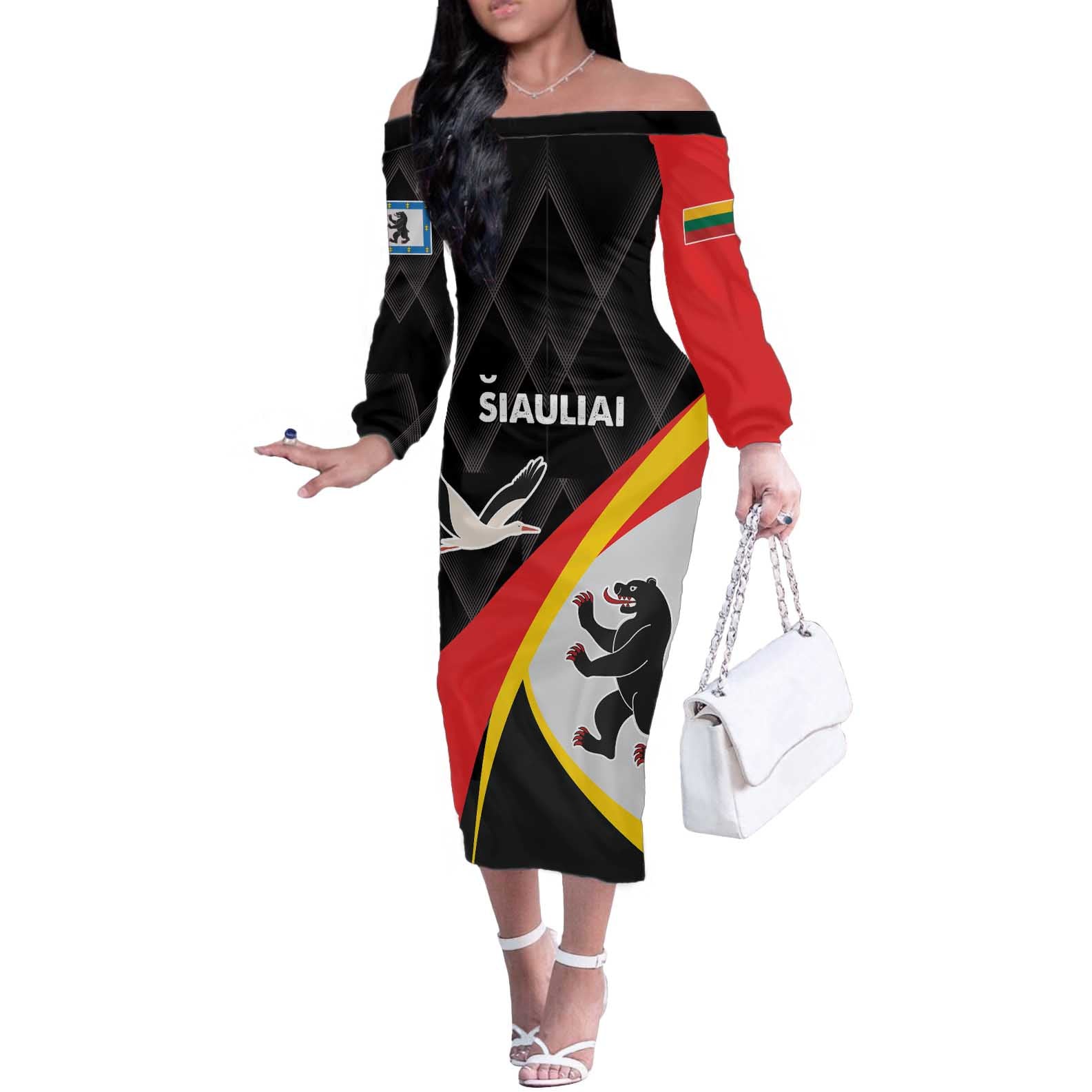 Lithuania Siauliai County Off The Shoulder Long Sleeve Dress Siauliu Apskritis