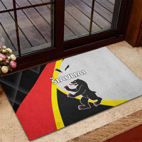 Rubber doormat with Siauliai County emblem and colorful flag design