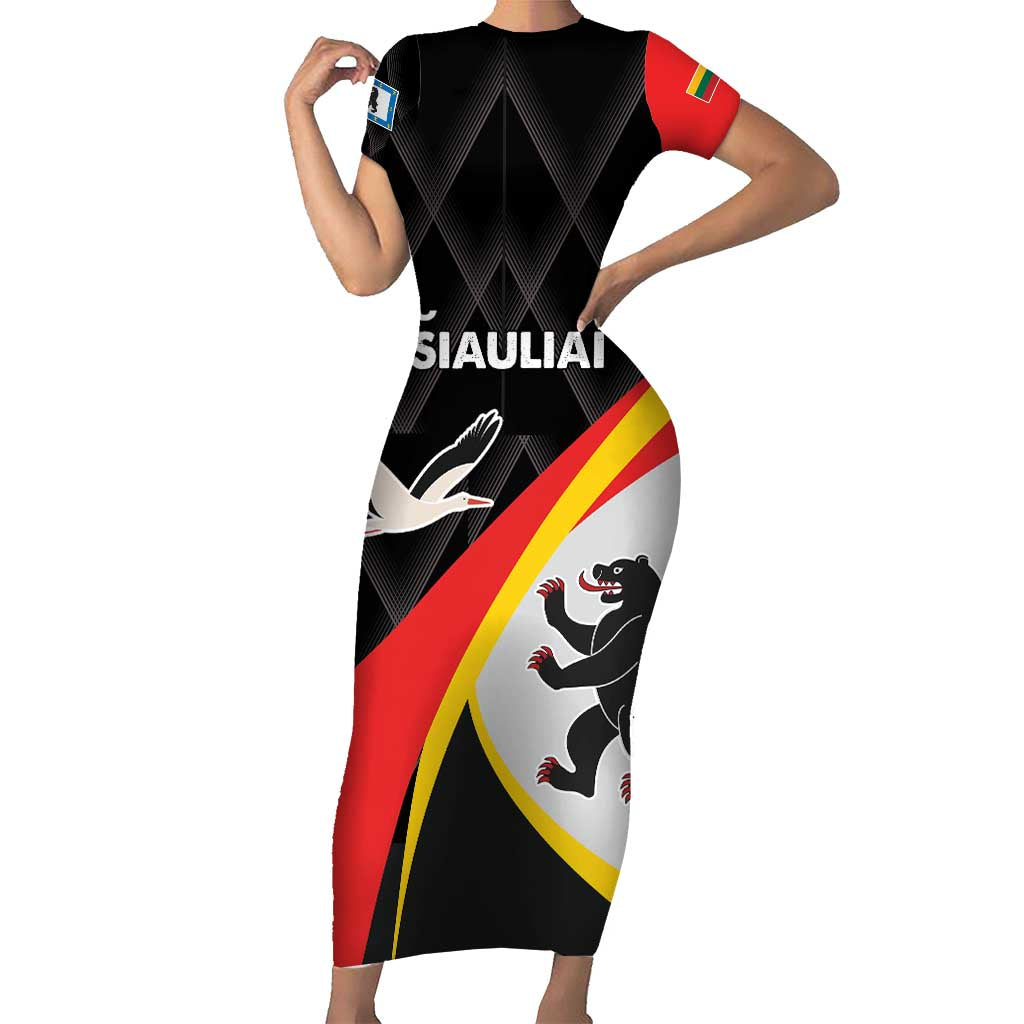 Lithuania Siauliai County Short Sleeve Bodycon Dress Siauliu Apskritis LT17 - Wonder Print Shop