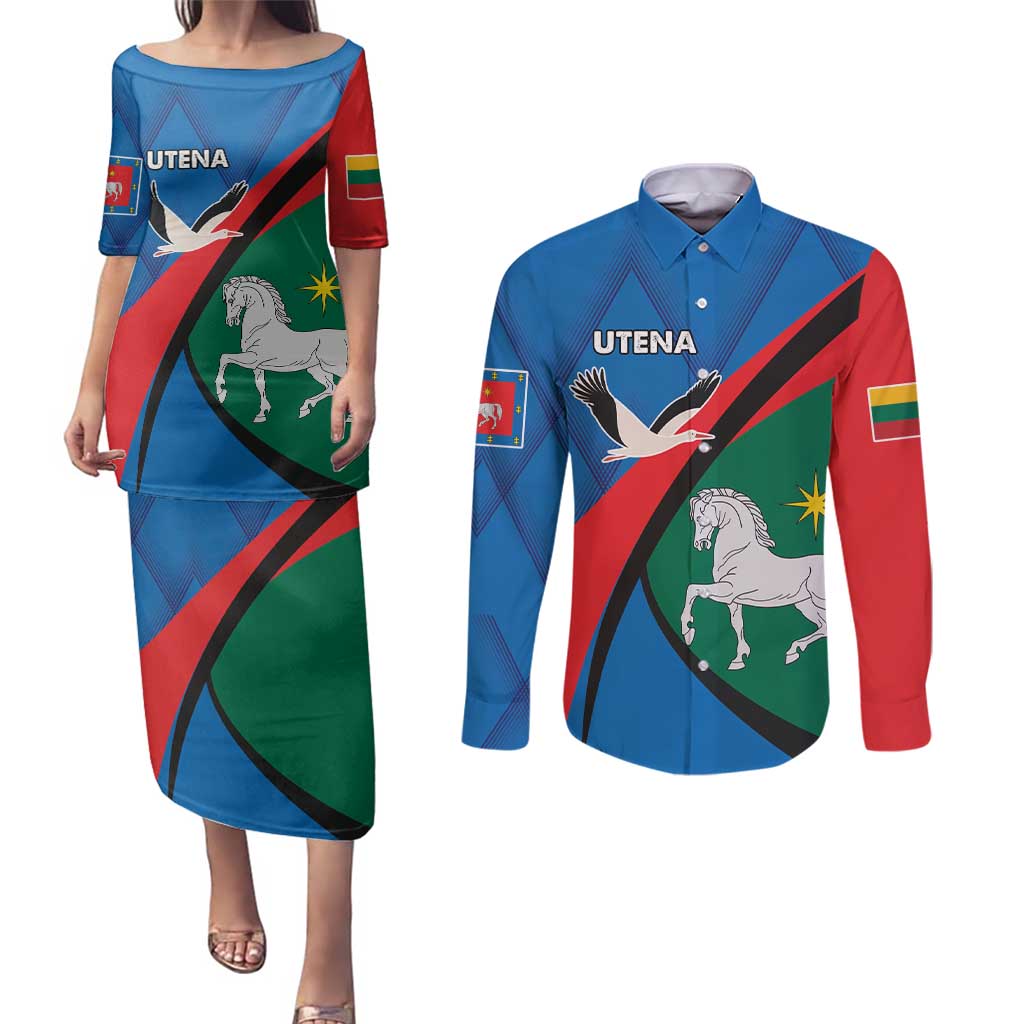 Lithuania Utena County Couples Matching Puletasi and Long Sleeve Button Shirt Utenos Apskritis