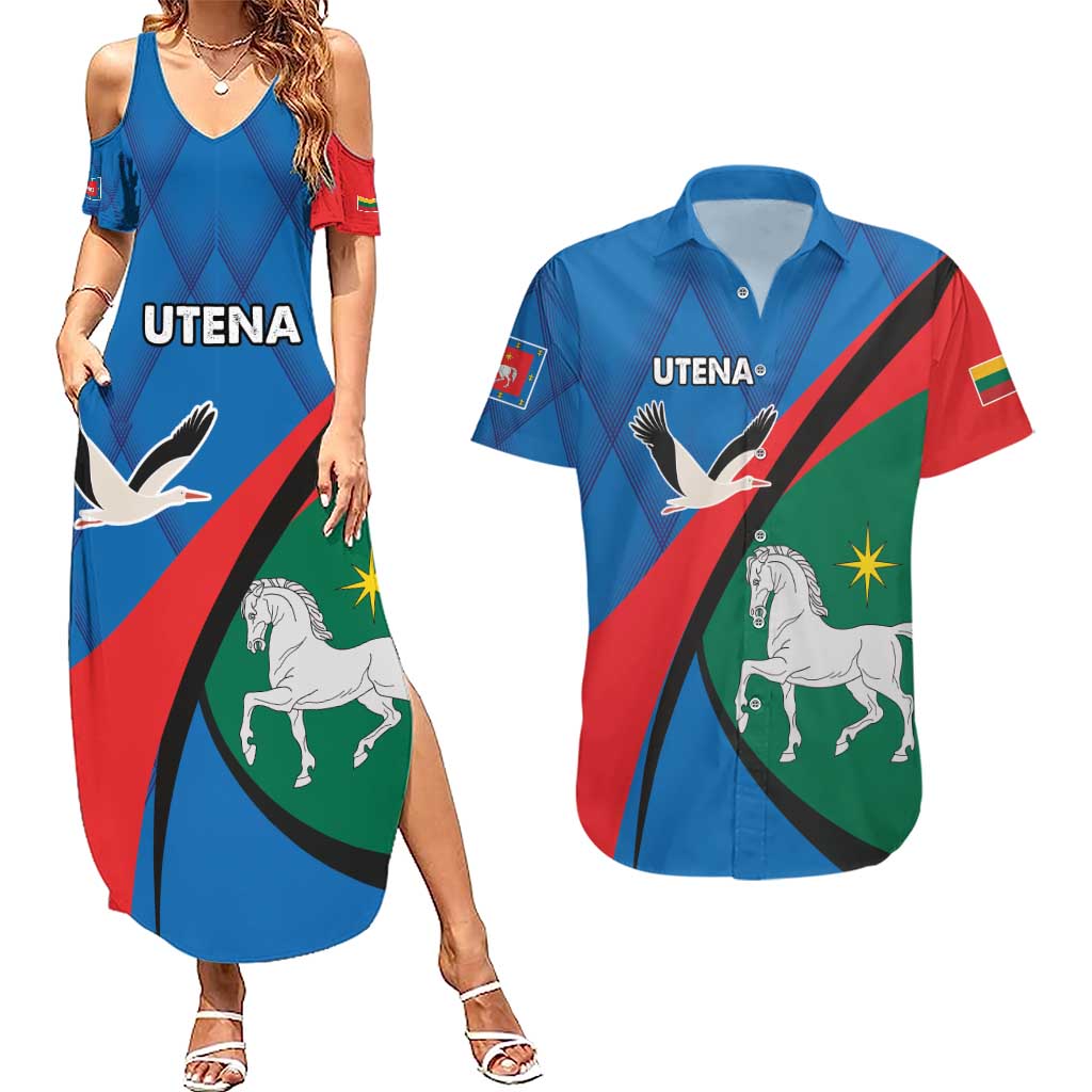 Lithuania Utena County Couples Matching Summer Maxi Dress and Hawaiian Shirt Utenos Apskritis