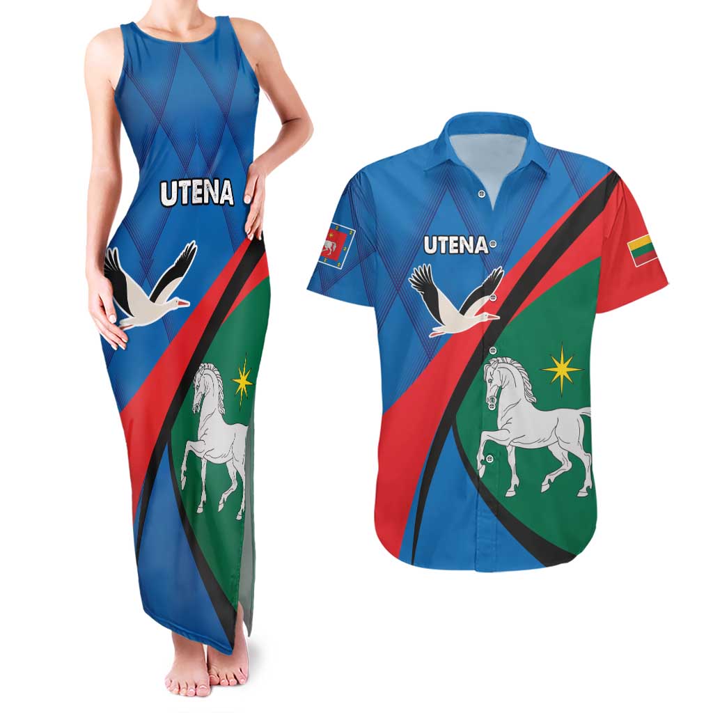 Lithuania Utena County Couples Matching Tank Maxi Dress and Hawaiian Shirt Utenos Apskritis