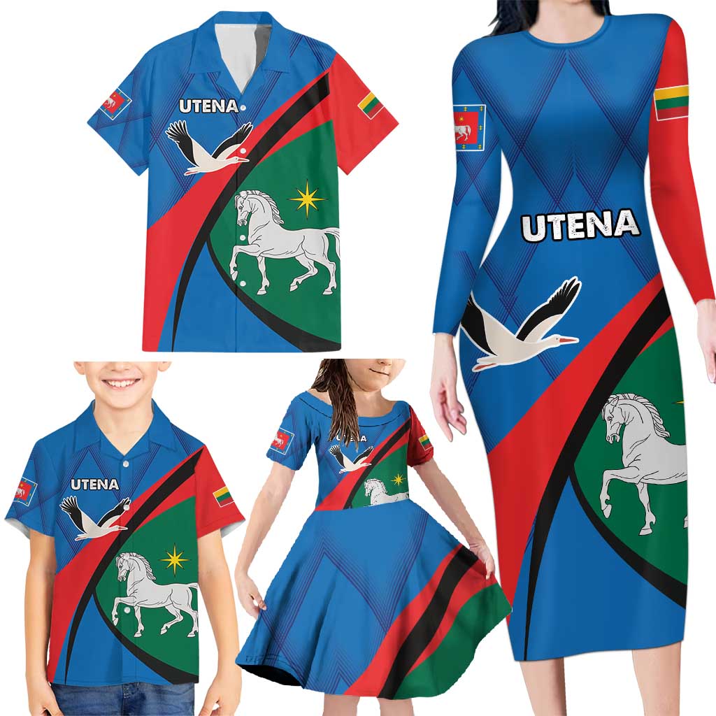 Lithuania Utena County Family Matching Long Sleeve Bodycon Dress and Hawaiian Shirt Utenos Apskritis