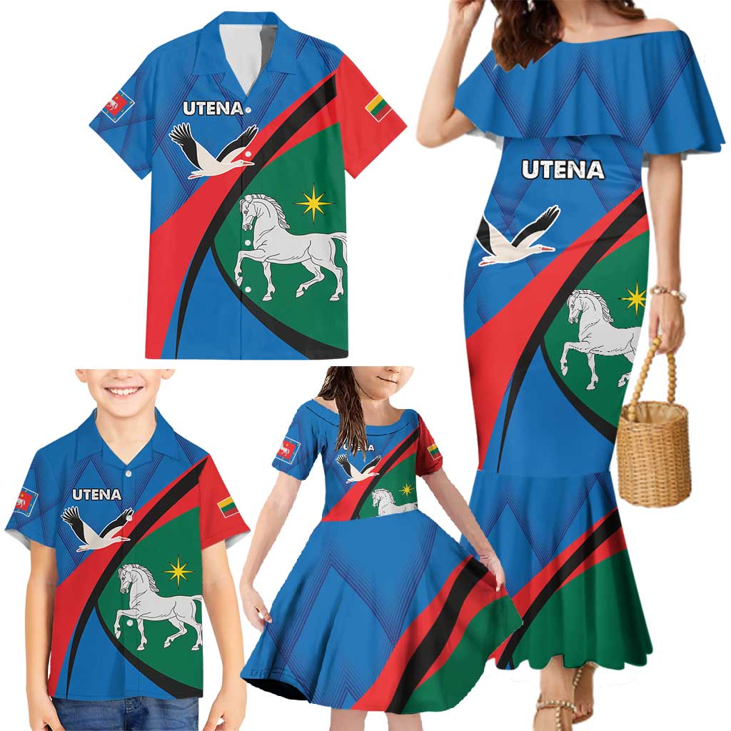 Lithuania Utena County Family Matching Mermaid Dress and Hawaiian Shirt Utenos Apskritis