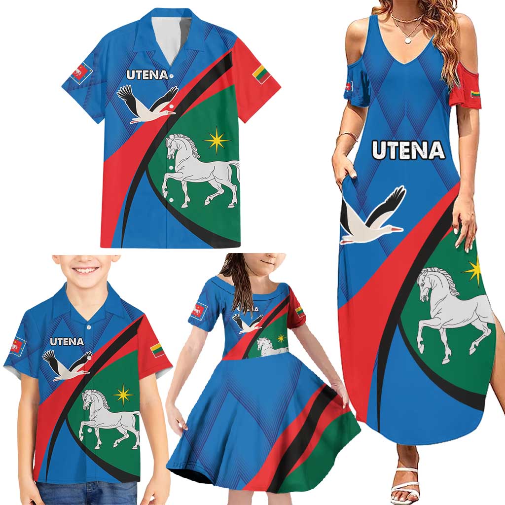 Lithuania Utena County Family Matching Summer Maxi Dress and Hawaiian Shirt Utenos Apskritis