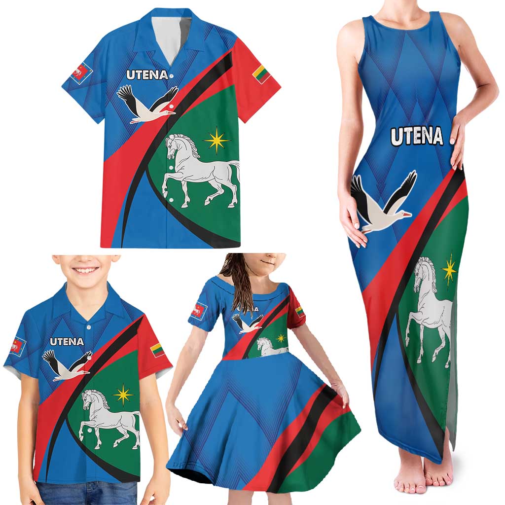 Lithuania Utena County Family Matching Tank Maxi Dress and Hawaiian Shirt Utenos Apskritis