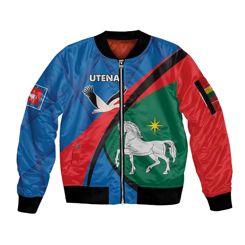 Lithuania Utena County Sleeve Zip Bomber Jacket Utenos Apskritis LT17 - Wonder Print Shop