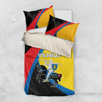 Flag-themed bedding set with yellow, red, blue and black duvet cover and pillow set