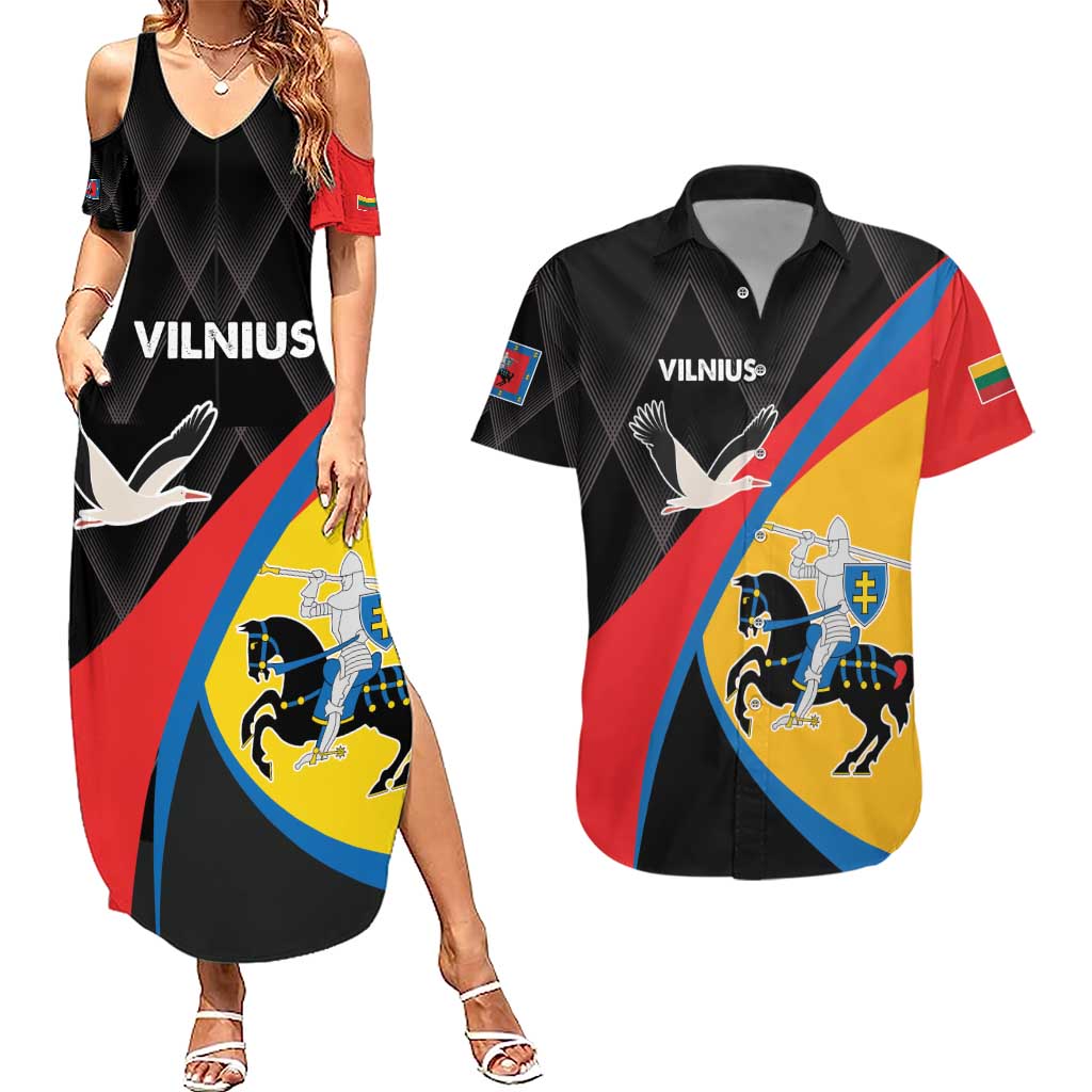 Lithuania Vilnius County Couples Matching Summer Maxi Dress and Hawaiian Shirt Vilniaus Apskritis