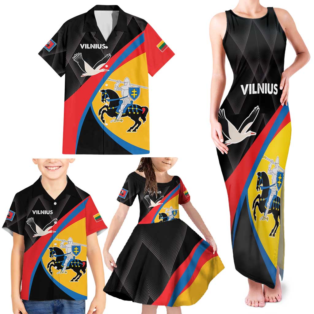 Lithuania Vilnius County Family Matching Tank Maxi Dress and Hawaiian Shirt Vilniaus Apskritis