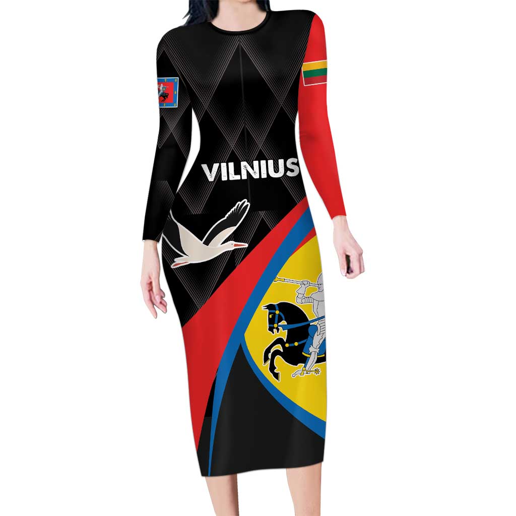 Lithuania Vilnius County Long Sleeve Bodycon Dress Vilniaus Apskritis