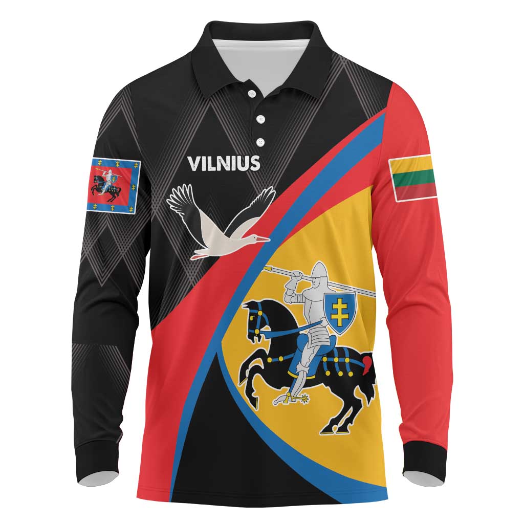 Lithuania Vilnius County Long Sleeve Polo Shirt Vilniaus Apskritis