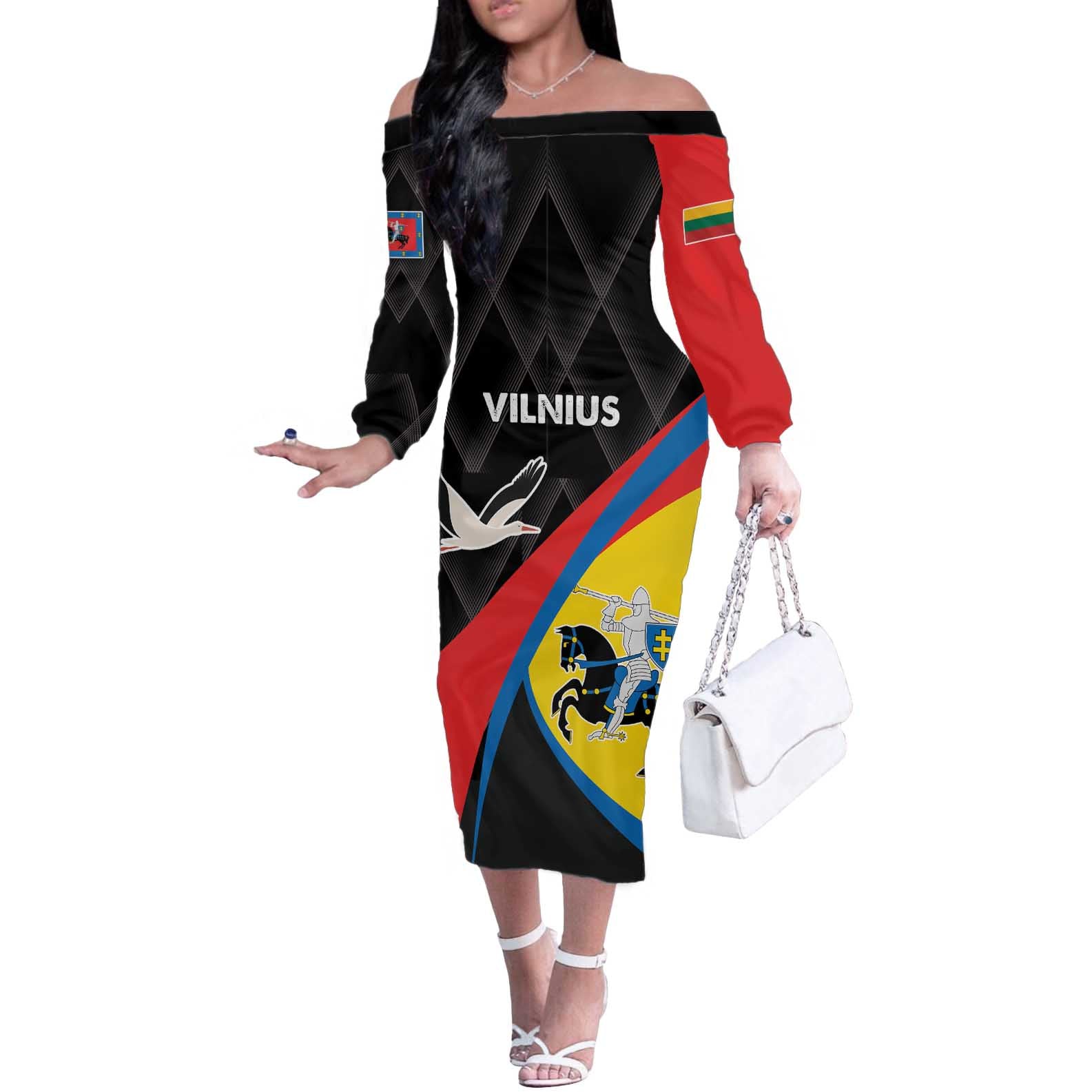 Lithuania Vilnius County Off The Shoulder Long Sleeve Dress Vilniaus Apskritis