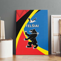 Canvas wall art of Telsiai county flag design, unframed