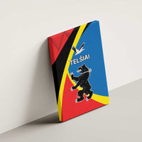 Telsiai County canvas wall art with heraldic bear and bird design