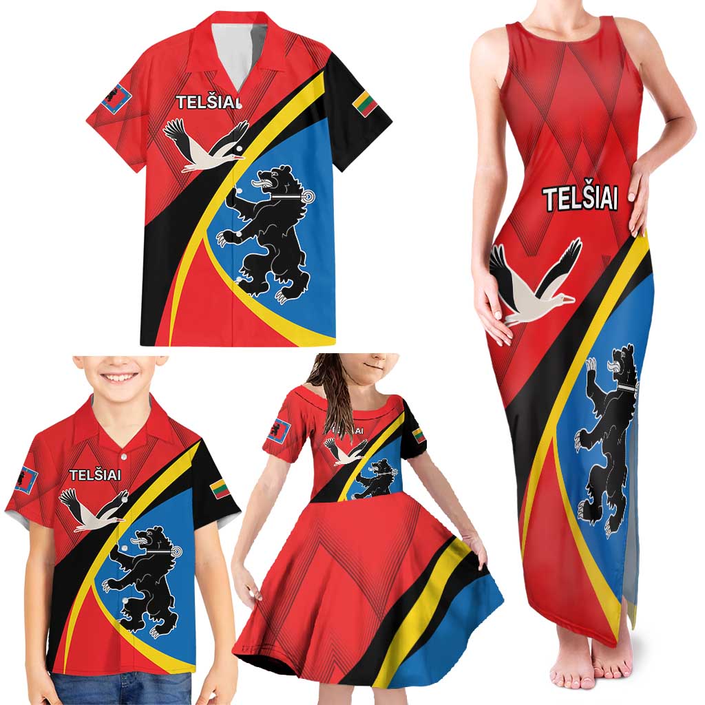 Lithuania Telsiai County Family Matching Tank Maxi Dress and Hawaiian Shirt Telsiu Apskritis