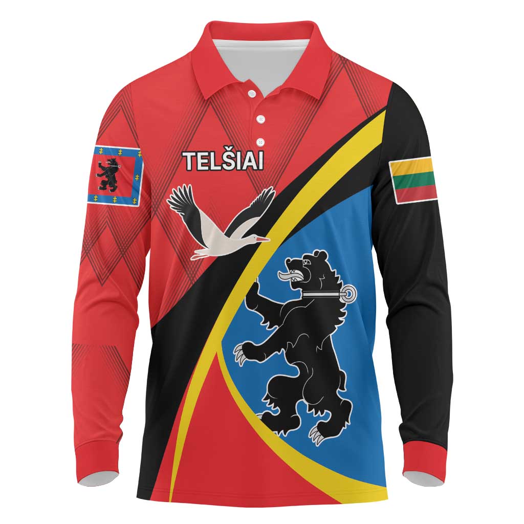 Lithuania Telsiai County Long Sleeve Polo Shirt Telsiu Apskritis