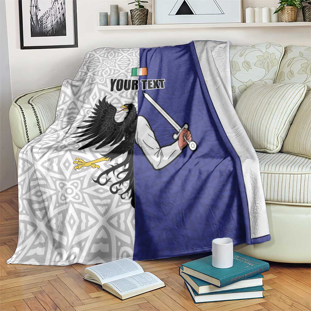 Personalized Ireland Connacht Black Eagle and Armed hand Blanket Connachta Flag Style with Celtic Patern