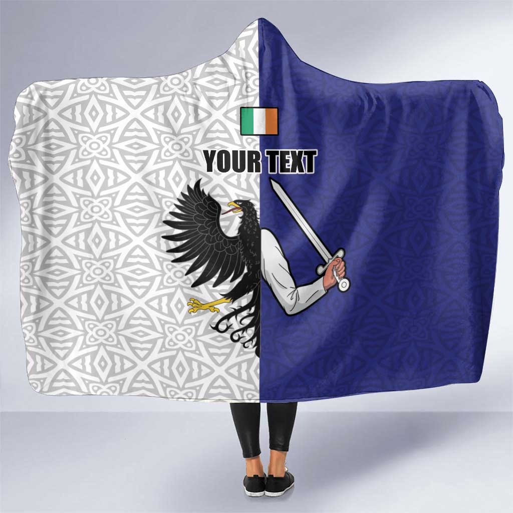 Personalized Ireland Connacht Black Eagle and Armed hand Hooded Blanket Connachta Flag Style with Celtic Patern