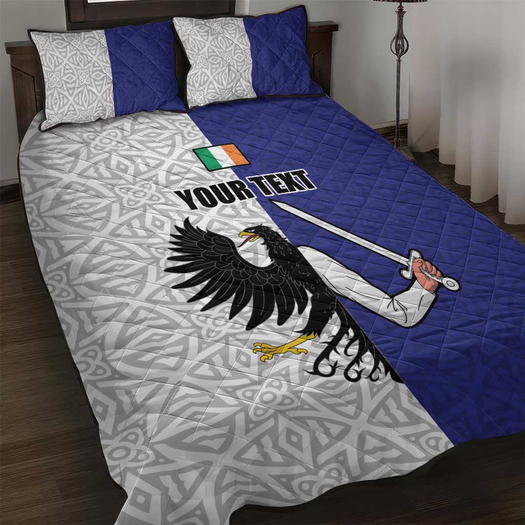 Personalized Ireland Connacht Black Eagle and Armed hand Quilt Bed Set Connachta Flag Style with Celtic Patern