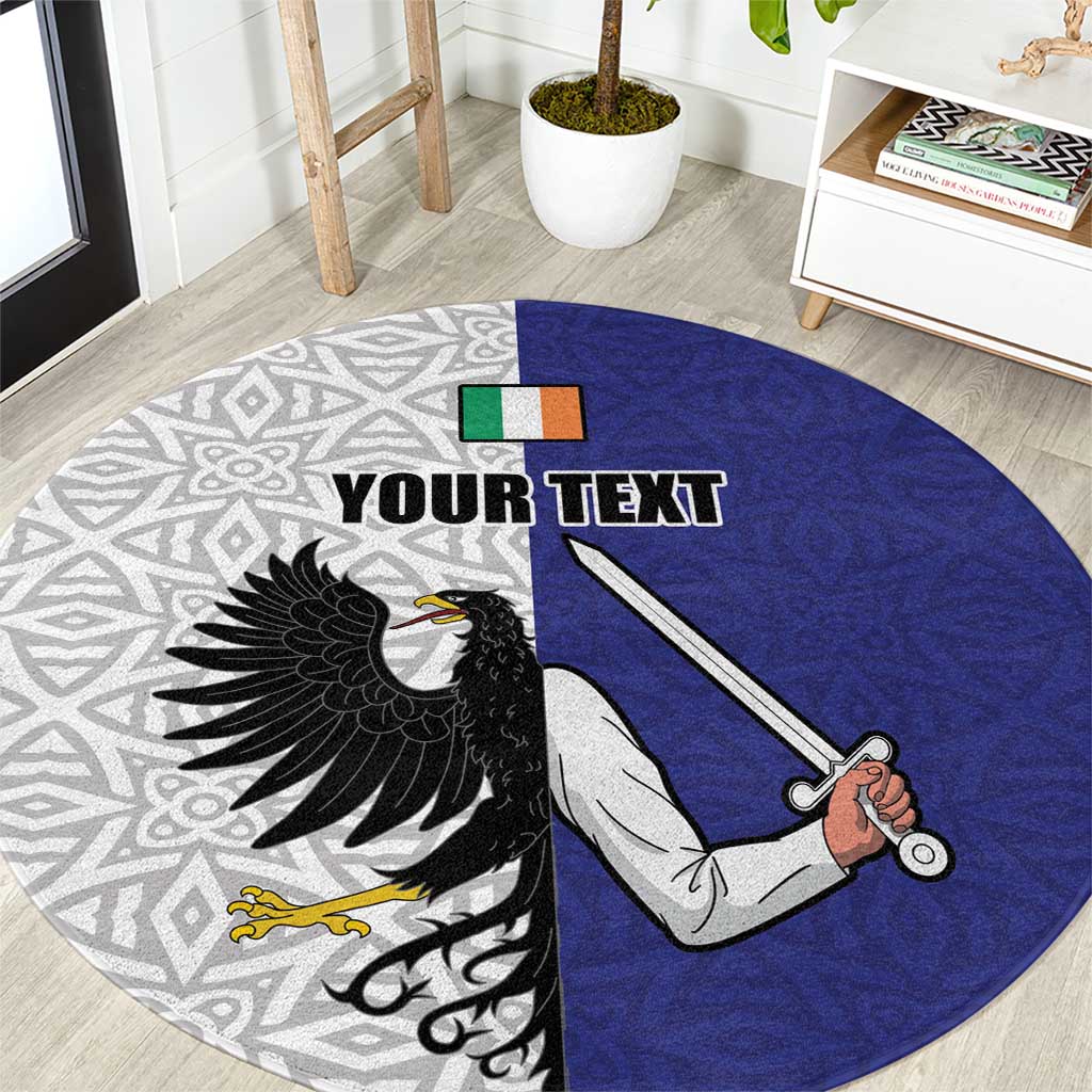 Personalized Ireland Connacht Black Eagle and Armed hand Round Carpet Connachta Flag Style with Celtic Patern