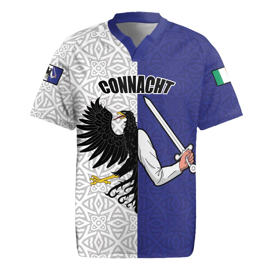 Personalized Ireland Connacht Black Eagle and Armed hand Rugby Jersey Connachta Flag Style with Celtic Patern