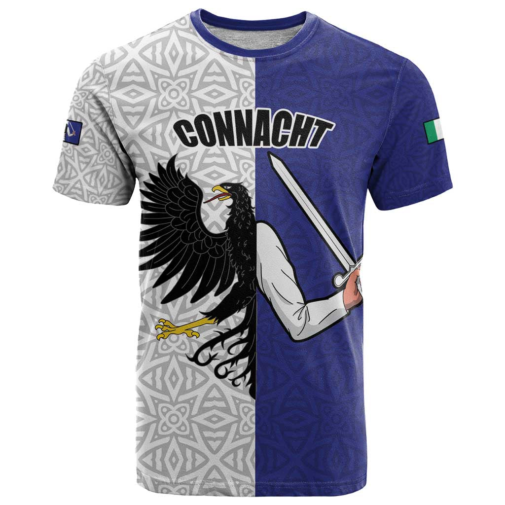 Personalized Ireland Connacht Black Eagle and Armed hand T Shirt Connachta Flag Style with Celtic Patern