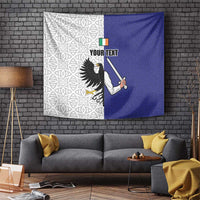 Personalized wall tapestry flag with white and blue eagle and custom text