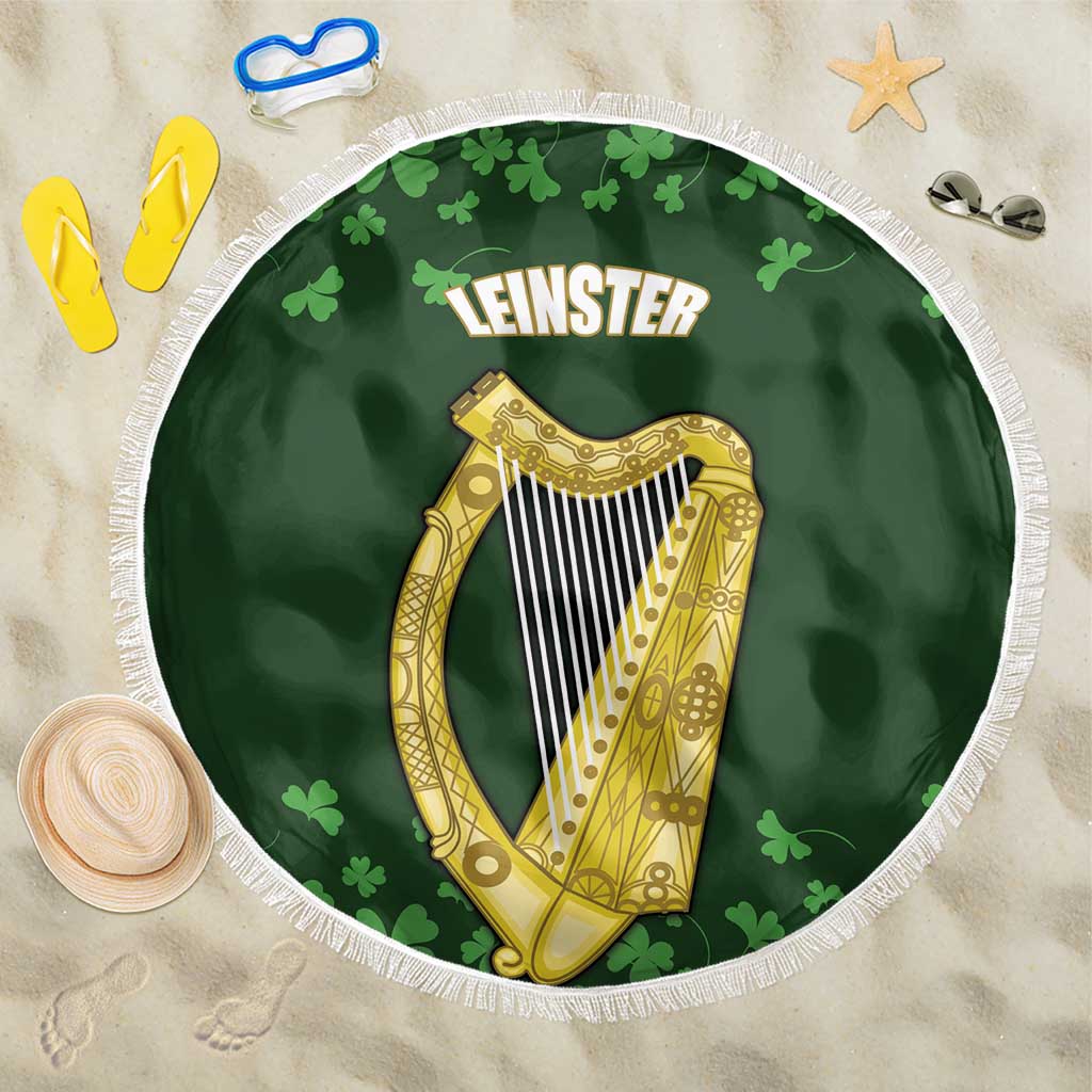 Ireland Leinster Gold Irish Harp with Shamrock Beach Blanket Laighin Flag With Shamrock Patern