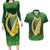 Ireland Leinster Gold Irish Harp with Shamrock Couples Matching Long Sleeve Bodycon Dress and Hawaiian Shirt Laighin Flag With Shamrock Patern