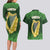 Ireland Leinster Gold Irish Harp with Shamrock Couples Matching Long Sleeve Bodycon Dress and Hawaiian Shirt Laighin Flag With Shamrock Patern