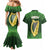 Ireland Leinster Gold Irish Harp with Shamrock Couples Matching Mermaid Dress and Hawaiian Shirt Laighin Flag With Shamrock Patern