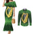 Ireland Leinster Gold Irish Harp with Shamrock Couples Matching Mermaid Dress and Long Sleeve Button Shirt Laighin Flag With Shamrock Patern