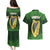 Ireland Leinster Gold Irish Harp with Shamrock Couples Matching Puletasi and Hawaiian Shirt Laighin Flag With Shamrock Patern