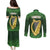 Ireland Leinster Gold Irish Harp with Shamrock Couples Matching Puletasi and Long Sleeve Button Shirt Laighin Flag With Shamrock Patern