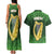 Ireland Leinster Gold Irish Harp with Shamrock Couples Matching Tank Maxi Dress and Hawaiian Shirt Laighin Flag With Shamrock Patern