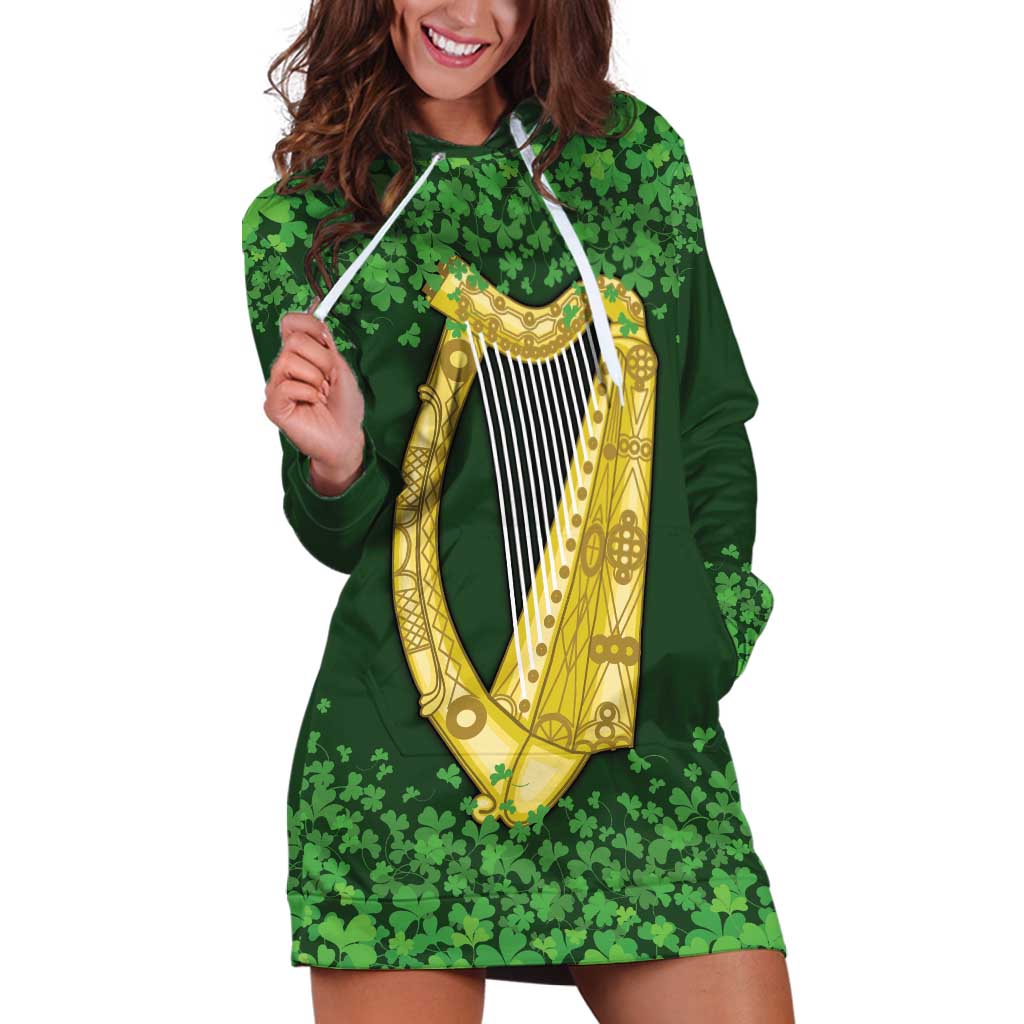 Ireland Leinster Gold Irish Harp with Shamrock Hoodie Dress Laighin Flag With Shamrock Patern