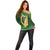 Ireland Leinster Gold Irish Harp with Shamrock Off Shoulder Sweater Laighin Flag With Shamrock Patern