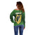 Ireland Leinster Gold Irish Harp with Shamrock Off Shoulder Sweater Laighin Flag With Shamrock Patern