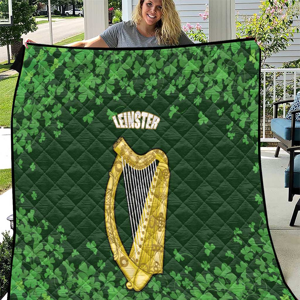 Ireland Leinster Gold Irish Harp with Shamrock Quilt Laighin Flag With Shamrock Patern