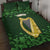 Ireland Leinster Gold Irish Harp with Shamrock Quilt Bed Set Laighin Flag With Shamrock Patern