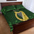 Ireland Leinster Gold Irish Harp with Shamrock Quilt Bed Set Laighin Flag With Shamrock Patern