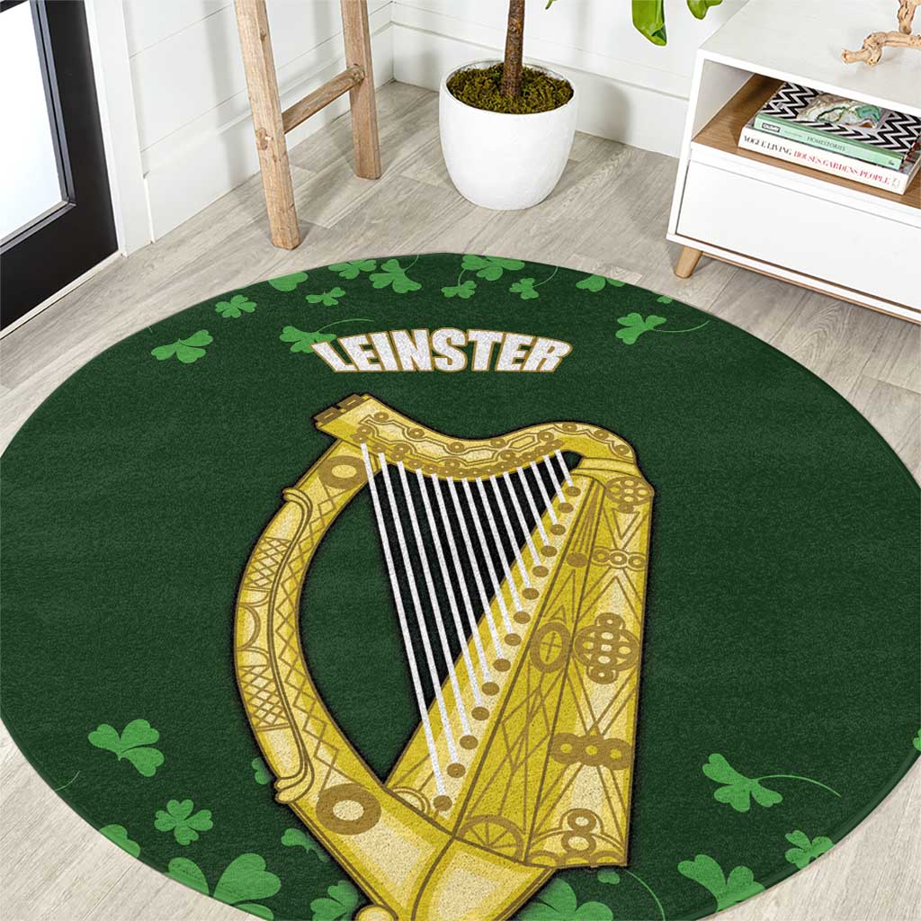 Ireland Leinster Gold Irish Harp with Shamrock Round Carpet Laighin Flag With Shamrock Patern