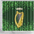 Ireland Leinster Gold Irish Harp with Shamrock Shower Curtain Laighin Flag With Shamrock Patern