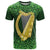 Ireland Leinster Gold Irish Harp with Shamrock T Shirt Laighin Flag With Shamrock Patern