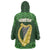 Ireland Leinster Gold Irish Harp with Shamrock Wearable Blanket Hoodie Laighin Flag With Shamrock Patern