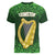 Ireland Leinster Gold Irish Harp with Shamrock Women V-Neck T-Shirt Laighin Flag With Shamrock Patern