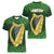 Ireland Leinster Gold Irish Harp with Shamrock Women V-Neck T-Shirt Laighin Flag With Shamrock Patern