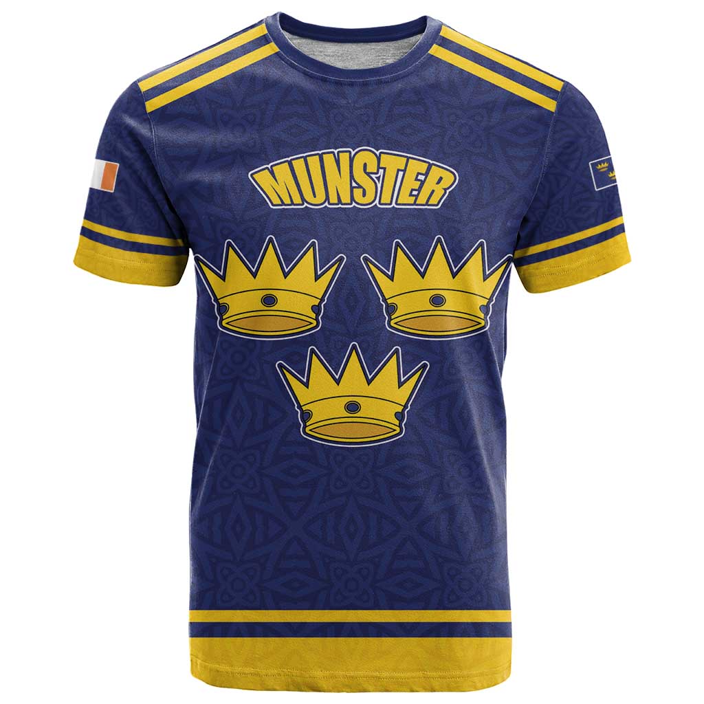 Personalized Ireland Munster Three Gold Crowns T Shirt An Mhumhain Flag Three Gold Crowns