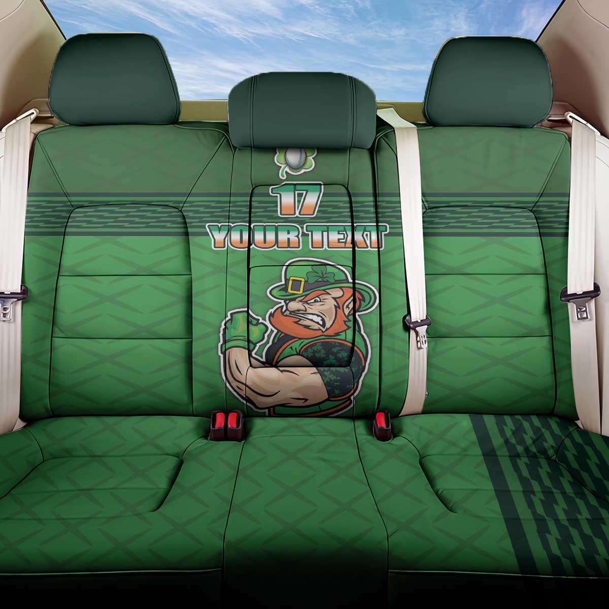 Custom Ireland Rugby with Celtic Pattern Back Car Seat Cover Shamrock Go Champions